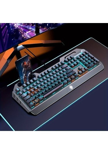 Fastbuy Ergeonik Gaming Klavye Usb Kablolu Mavi Anahtarlı Tamamı Metal, Metal Panel