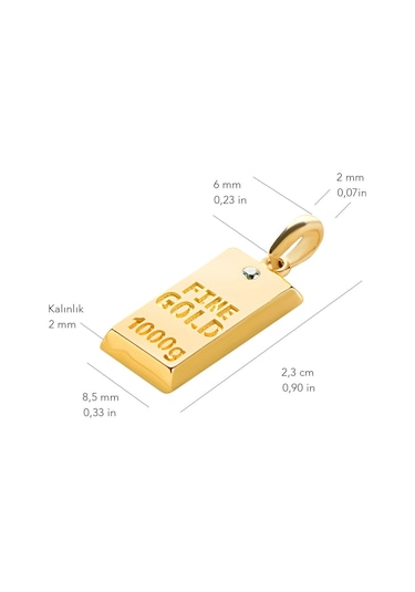 14 Ayar Altın Külçe Fine Gold Kolye Ucu 1,05 Gr-6636 Altın