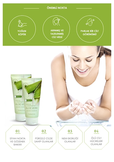 Yatıştırıcı Ve Nemlendirici %100 Saf Aloe Vera Içeren Temizleyici Köpük 150ml