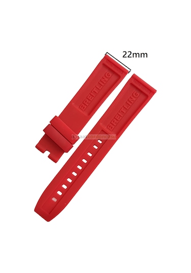 Breitling Modeli 22mm Kırmızı Renk Silikon Saat Kordonu