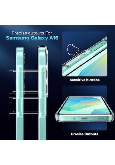 Samsung Galaxy Uyumlu A16 Kılıf Şeffaf Silikon + 9h Ekran Koruyucu Cam