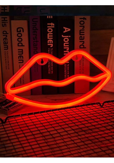 Riota Neon Aydınlatma, Dudak Şeklinde Kırmızı Işık, 15x28 Cm 177380611 Kırmızı