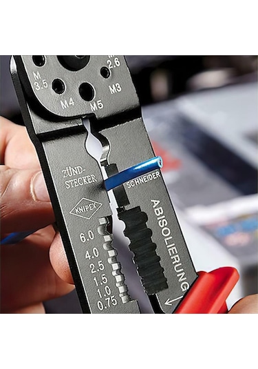 Knipex 9722240 Pabuç Sıkma Ve Kablo Sıyırma Pensesi