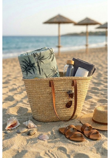 Retro Island Yeşil Plaj Havlusu 70 X 150 Cm Açık Yeşil