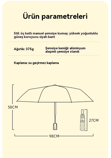 Hem Güneşli Hem De Yağmurlu Eğlenceli Bisküvi Şemsiyesi Beyaz