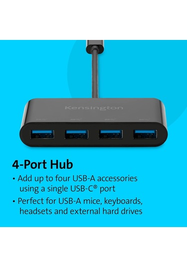 Kensington Ch1200 Usb-c 10gbps 4-port Hub, 4 Usb 3.0 Ile Usb Tipi