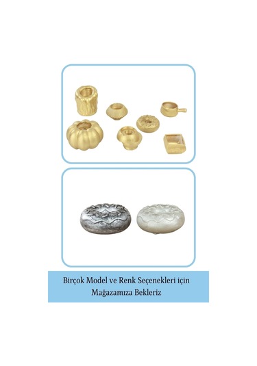 Mumluk Şamdan 3 Adet İnce Mum Uyumlu Donut Model - Altın