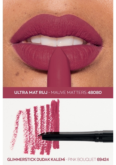 Avon Glimmerstick Dudak Kalemi Pink Bouquet + Ultra Mat Ruj Mauve Matters