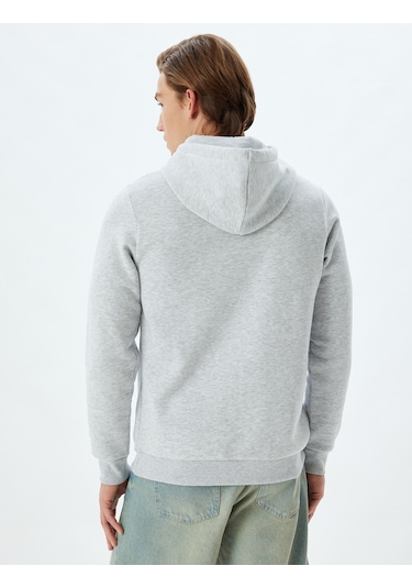 Koton Kapşonlu Sweatshirt Basic Pamuk Karışımlı Gri 5wam70001mk Gri