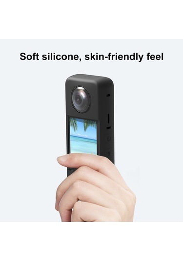 Insta360 X3 Puluz Lens Kapaklı Silikon Koruyucu Kılıf İçin Siyah