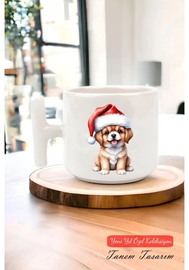 Yeni Yıl Yılbaşı Noel Tasarımlı T Kulp Seramik Kupa 118 Beyaz