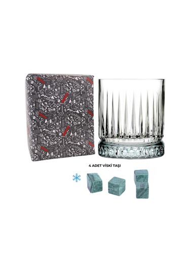330 Cc Italy Serisi Büyük Kadeh Viski Bardağı 4 Adet Viski Taşı Hediyeli Beyaz
