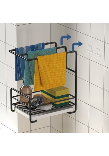 Youtek Mutfak Mop Ve Havlu Kurutma Rafı - Duvar Montajlı + Su Topu Hediyeli, Çok Amaçlı Depolama Aleti, Yeşil Renk Küçük K天鹅 Modeli Diğer