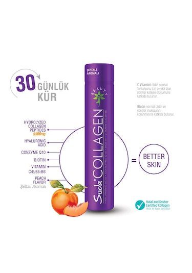 Suda Collagen Plum Flavor Takviye Edici Gıda Şeftali Aromalı 30X4