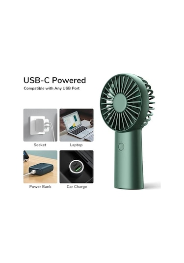 Ebitda Taşınabilir 4000mah El Fanı - Yeşil, 16 Saat Soğutma, Mini Usb Şarjlı