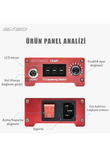 Exeo T12 Dijital Isı Ayarlı Havya Lehimleme İstasyonu Makinası 75w