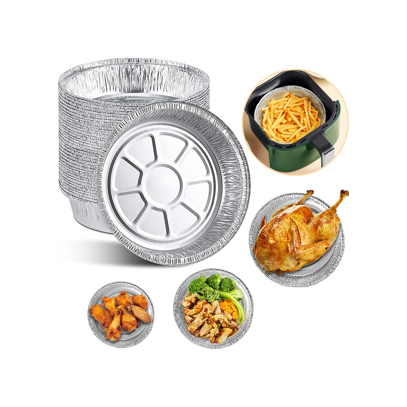 Youtek Alüminyum Folyo Fırın Tepsisi, Yağsız Pişirme İçin, Isıya Dayanıklı, 8 İnç Derin, 50 Adet, Temizliğe İhtiyaç Yok Çok Renkli