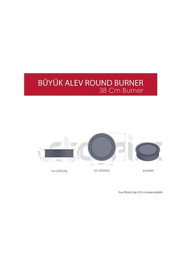 Copart 38 Cm Yuvarlak Büyük Alev Burner Bacasız Şömine