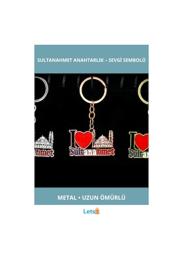 Metal Sultanahmet Anahtarlık I Love Sultanahmet Çok Renkli