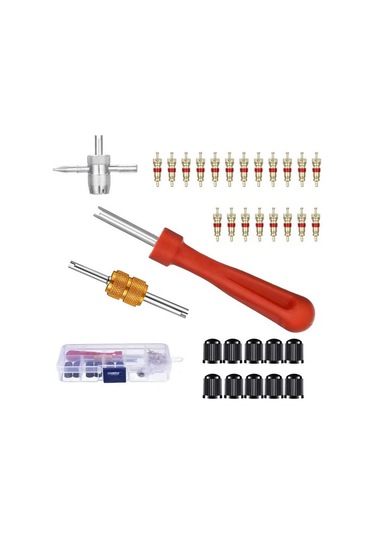 Mufunye Valf Göbeği Sökücü Onarım Aleti Kiti Çift Ve Tek Kafalı Valf Göbeği Sökücü , 33 Parça