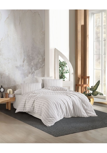 Organik Keten Çift Kişilik Nevresim Takımı Krem