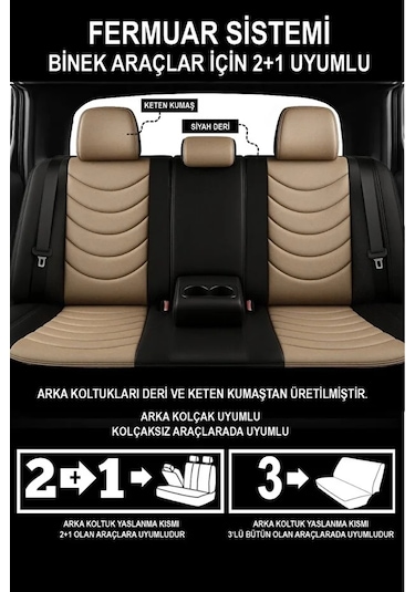 Mitsubishi Challenger W 2.8 Td 140 Hp 1999 Panther Serisi Uyumlu Keten Oto Koltuk Kılıfı Bej