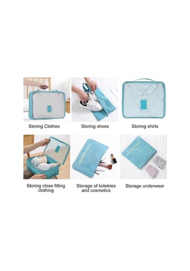 Gri 6 Adet Seyahat Saklama Torbaları Örgü Pencere Nefes Çok Amaçlı İç Giyim Ayakkabı Organizasyonu Büyük Kapasiteli Saklama Çantası Gri