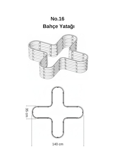 Modüler Yükseltilmiş Bahçe Sebze Yatağı No:16 140x140 Bej
