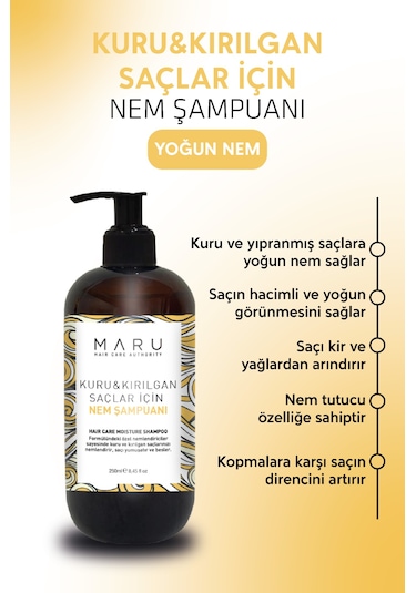 Maru Kuru Saçlar Için Yoğun Nemlendirici Bakım Şampuanı 250 Ml