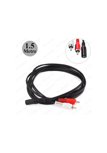 3.5Mm Dişi 2 Rca Erkek Stereo Ses Kablosu 1.5 Metre