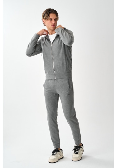 Dechers Tech Fleece Double Face Kapüşonlu Erkek Eşofman Takım E213-7 Antrasit