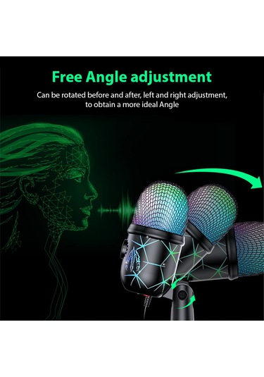 Yunboo V5 Rgb Işıklı Usb Kondansatör Mikrofonu - Gürültü Engelleme, Canlı Yayın/kayıt, Hızlı Sessiz Mod, Ses Kontrolü Ve Canlı Kulak İadesi Desteği