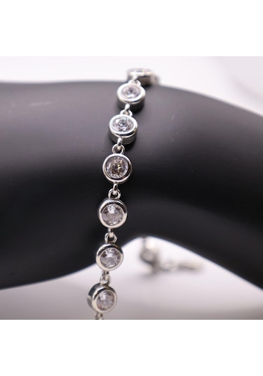 Agakulche Gümüş Zirkon Taşlı Tohum Bileklik Gümüş