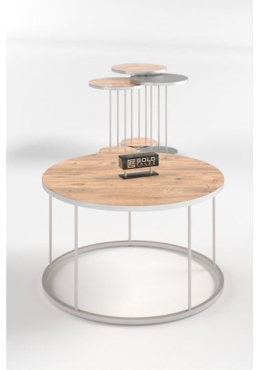 Orta Sehpa Ve Zigon Sehpa Terra Set Gümüş Antrasit Ceviz