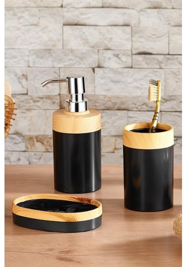 Flosoft Bambu Desenli Yuvarlak 5'li Banyo Seti 001