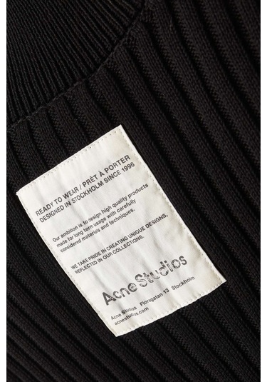 Acne Studios Kapüşonlu Kısa Fermuarlı Kartigan - %100 Pamuk - Compact Crepe Kumaş Siyah