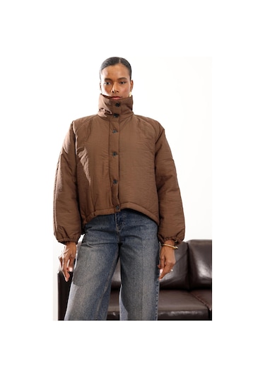 Kahverengi Su İtici Şişme Mont 36862 Kahverengi