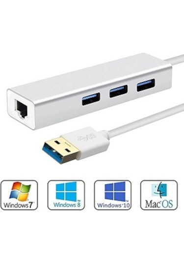 Apple Uyumlu MacBook Gigabit Ethernet Adaptör Usb 3.0 Hub Çoğaltıcı