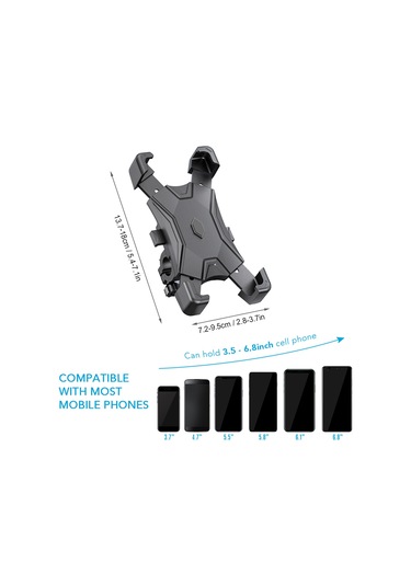 Shineyee Bisiklet Telefon Tutucu, Direksiyon Tipi, Abs Malzeme, 6.5 İnç'e Kadar Telefonlar İçin, Siyah Renk Siyah