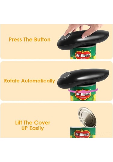 Maiyame Otomatik N Şekilli Elektrikli Konserve Açacağı - Dayanıklı Ve Pratik Ev Kullanımı Siyah