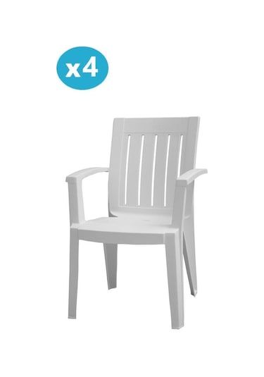 Omnipazar Mt-gf175 Cometa Plastik Bahçe Balkon Sandalye 4'lü Set Beyaz