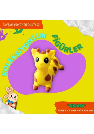 Tavşan Yumi Afrika Savan Hayvanları Koleksiyonu - 4 Parça 5-7 Cm Hareketli Oyuncaklar Ve Bilgilendirici Kartlat "
