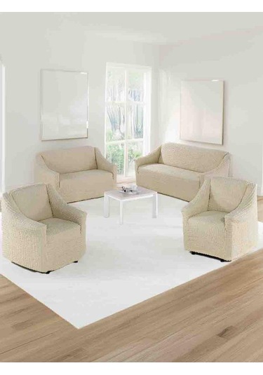 4 Parça Pamuklu Koltuk Örtüsü Takımı Bordo