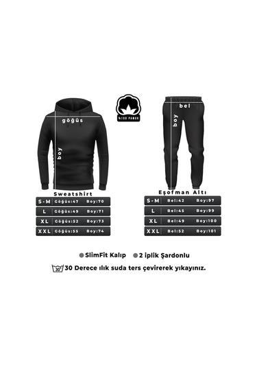 Nasa Baskılı Kıslık Eşofman Takımı Siyah