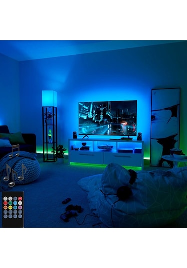 Sese Duyarlı Tv Arkası Rgb Şerit Led Kumandalı 4 Metre