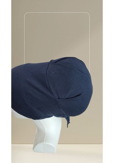 Lacivert Dikişsiz Arkadan Bağlamalı %100 Pamuk Bone Lacivert