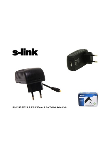 S-Link SL-125B 9V 2A 2.5x0.8x10 MM 1.2 Tablet Adaptörü