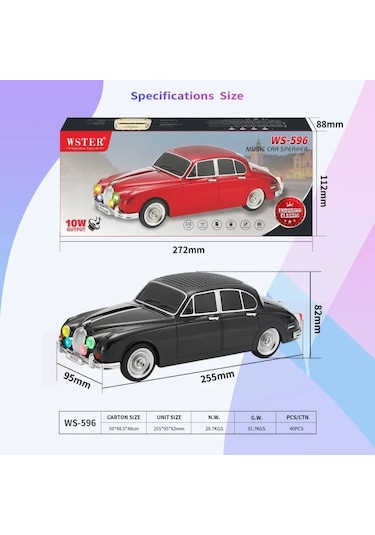 Ws-596 Araba Görünümlü Kablosuz Bluetooth Hoparlör Siyah 4741