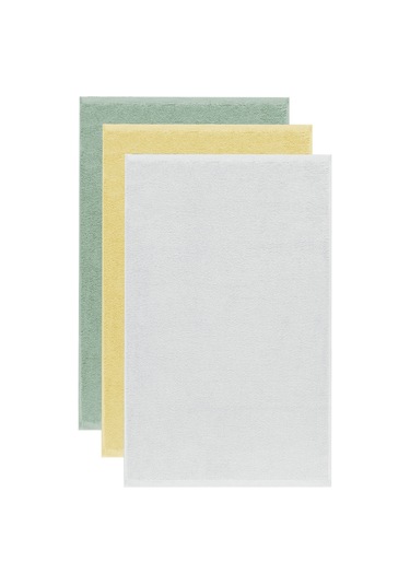 3 Lü Renkli El Yüz Havlu Seti %100 Pamuklu Natural Harmony Sarı