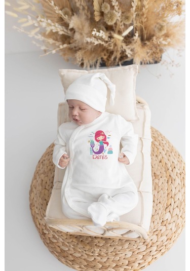 Lilabio %100 Organik Isme Özel Isimli 10lu Hastane Çıkışı Denizkızı Ekru